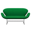 Fritz Hansen Swan™ Sofa 2 Seater, Satin Brushed Aluminium/Divina Grass Green