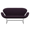 Fritz Hansen Swan™ Sofa 2 Seater, Satin Brushed Aluminium/Divina Md Aubergine