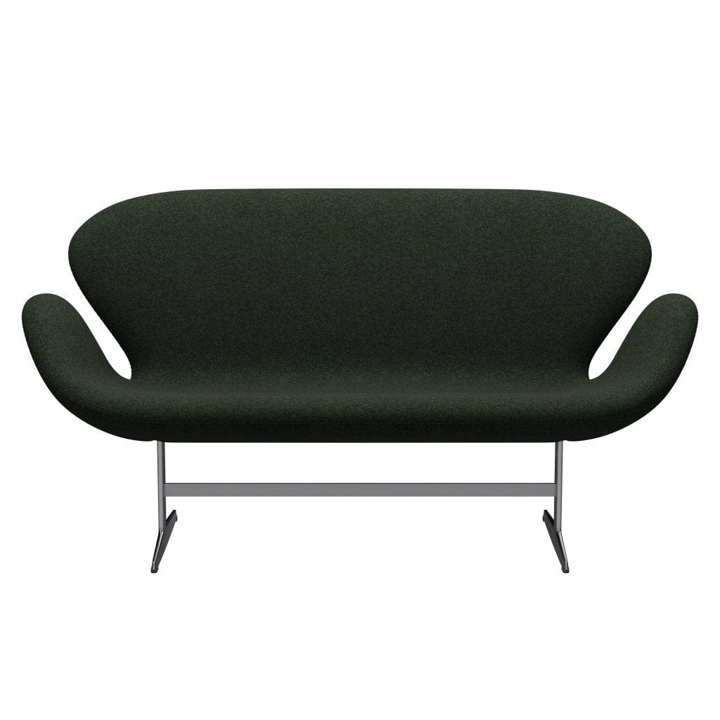 Fritz Hansen Svanesofa 2-Personers, Satinpoleret Aluminium/Divina Md Mossgreen