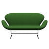 Fritz Hansen Swan™ Sofa 2 Seater, Satin Brushed Aluminium/Fame Grass Green