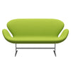 Fritz Hansen Swan™ Sofa 2 Seater, Satin Brushed Aluminium/Fame Neon Green