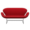 Fritz Hansen Swan™ Sofa 2 Seater, Satin Brushed Aluminium/Fame Red (64089)