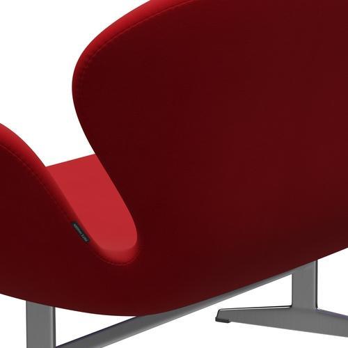 [product_category]-Fritz Hansen Swan Sofa 2 Seater, Satin Brushed Aluminium/Fame Red (64089)-Fritz Hansen-3321-F64089-SPAL-FRI-5