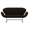 Fritz Hansen Swan™ Sofa 2 Seater, Satin Brushed Aluminium/Hallingdal Black/Brown