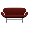 Fritz Hansen Swan™ Sofa 2 Seater, Satin Brushed Aluminium/Hallingdal Red/Black