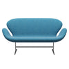 Fritz Hansen Swan™ Sofa 2 Seater, Satin Brushed Aluminium/Hallingdal White/Turquoise