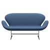 Fritz Hansen Svanesofa 2-Personers, Satinpoleret Aluminium/Re-Wool Blue/Natural