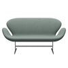 Fritz Hansen Swan™ Sofa 2 Seater, Satin Brushed Aluminium/Re Wool Light Aquamarine/Natural