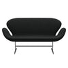 Fritz Hansen Swan™ Sofa 2 Seater, Satin Brushed Aluminium/Steelcut Black