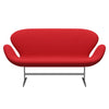 Fritz Hansen Swan™ Sofa 2 Seater, Satin Brushed Aluminium/Steelcut Neon Red