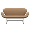 Fritz Hansen Swan™ Sofa 2 Seater, Satin Brushed Aluminium/Steelcut Sand Dark/Beige