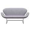 Fritz Hansen Svanesofa 2-Personers, Satinpoleret Aluminium/Steelcut Light Silver Grey