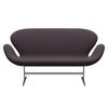 Fritz Hansen Svanesofa 2-Personers, Satinpoleret Aluminium/Steelcut Trio Brun