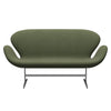 Fritz Hansen Swan™ Sofa 2 Seater, Satin Brushed Aluminium/Steelcut Trio Soft Green