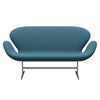 Fritz Hansen Swan™ Sofa 2 Seater, Satin Brushed Aluminium/Steelcut Trio Turquoise