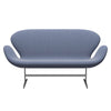 Fritz Hansen Swan™ Sofa 2 Seater, Satin Brushed Aluminium/Steelcut Trio White/Blue