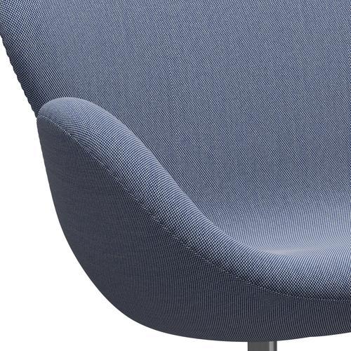 [product_category]-Fritz Hansen Swan Sofa 2 Seater, Satin Brushed Aluminium/Steelcut Trio White/Blue-Fritz Hansen-3321-STR716-SPAL-FRI-7