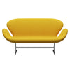 Fritz Hansen Swan™ Sofa 2 Seater, Satin Brushed Aluminium/Steelcut Yellow