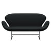 Fritz Hansen Swan™ Sofa 2 Seater, Satin Brushed Aluminium/Sunniva Black (193)