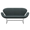 Fritz Hansen Swan™ Sofa 2 Seater, Satin Brushed Aluminium/Sunniva Black/Light Blue