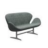 Fritz Hansen Swan™ Sofa 2 Seater, Satin Brushed Aluminium/Sunniva Black/White