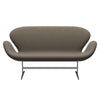 Fritz Hansen Swan™ Sofa 2 Seater, Satin Brushed Aluminium/Sunniva Chocolate/Light Grey