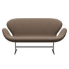 Fritz Hansen Swan™ Sofa 2 Seater, Satin Brushed Aluminium/Sunniva Chocolate/Tan