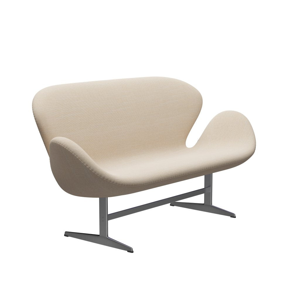 Fritz Hansen Svanesofa 2-Personers, Satinpoleret Aluminium/Sunniva Creme/Sand