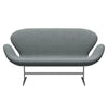 Fritz Hansen Svanesofa 2-Personers, Satinpoleret Aluminium/Sunniva Grey/Pale Green