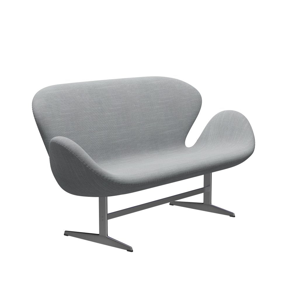 Fritz Hansen Svanesofa 2-Personers, Satinpoleret Aluminium/Sunniva Light Grey/Light Blue