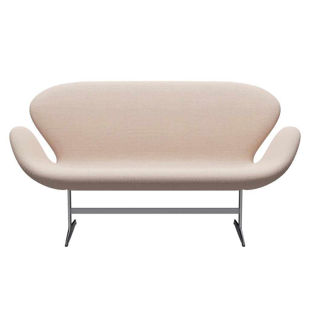 Fritz Hansen Svanesofa 2-Personers, Satinpoleret Aluminium/Sunniva Sand/Pale Pink