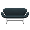 Fritz Hansen Swan™ Sofa 2 Seater, Satin Brushed Aluminium/Tonus Dark Green