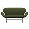 Fritz Hansen Swan™ Sofa 2 Seater, Satin Brushed Aluminium/Tonus Military Green