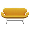 Fritz Hansen Swan™ Sofa 2 Seater, Satin Brushed Aluminium/Tonus Mustard