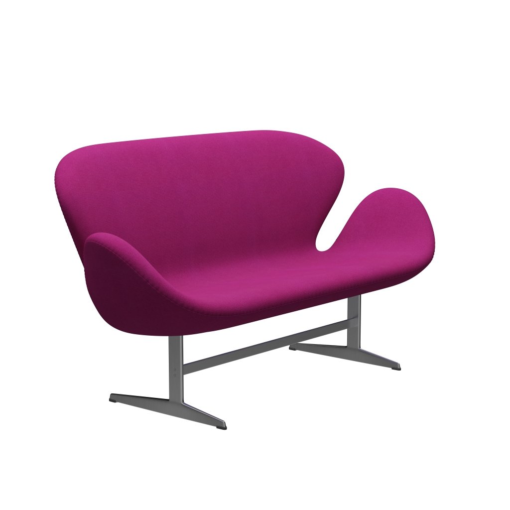 Fritz Hansen Svanesofa 2-Personers, Satinpoleret Aluminium/Tonus Rosa