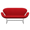 Fritz Hansen Swan™ Sofa 2 Seater, Satin Brushed Aluminium/Tonus Red