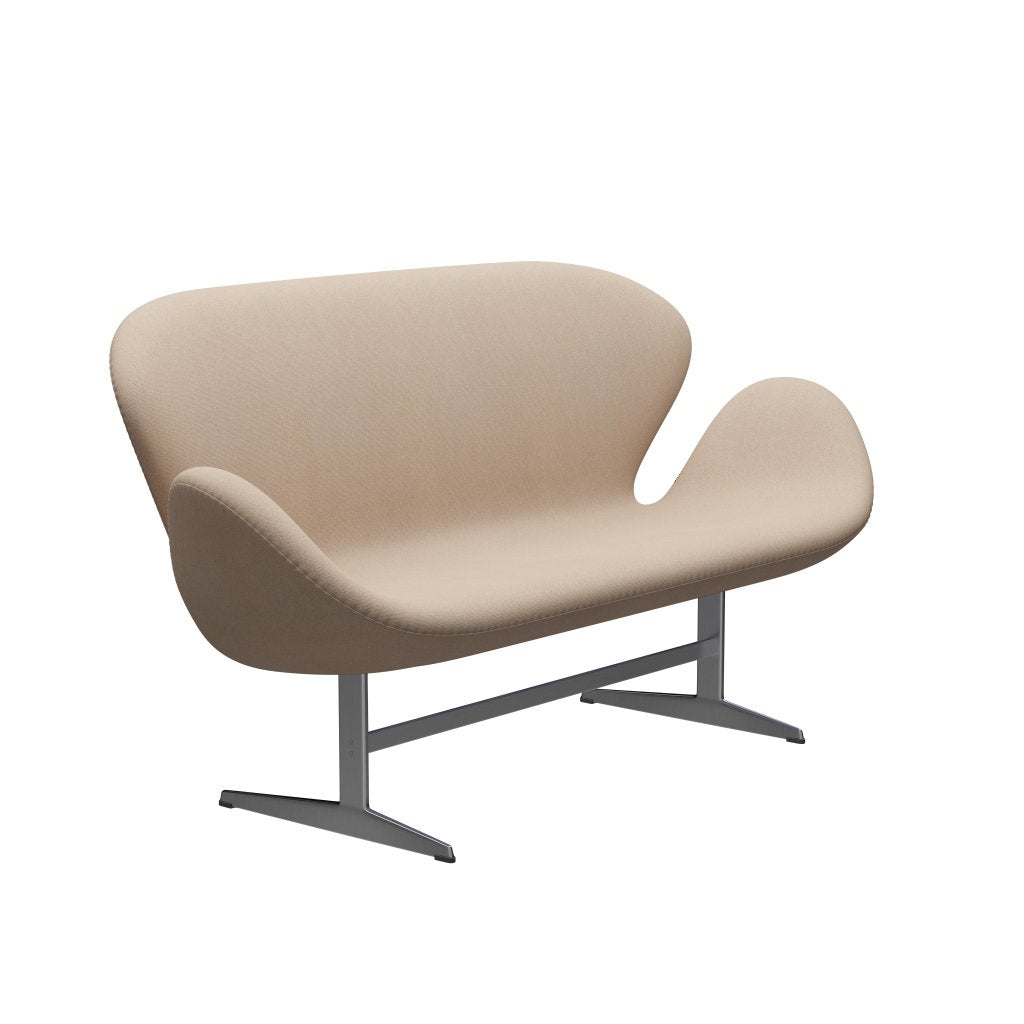 Fritz Hansen Svanesofa 2-Personers, Satinpoleret Aluminium/Tonus Sand