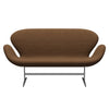 Fritz Hansen Swan™ Sofa 2 Seater, Satin Brushed Aluminum/Steelcut Chocolate Light