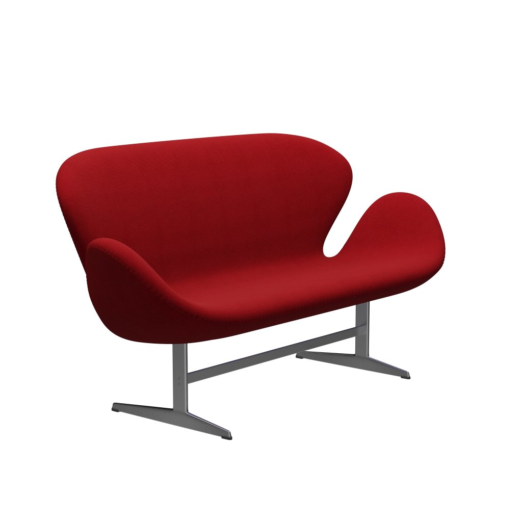 [product_category]-Fritz Hansen Swan Sofa 2 Seater, Sating Brushed Aluminium/Hallingdal Classic Red-Fritz Hansen-3321-HAL674-SPAL-FRI-2