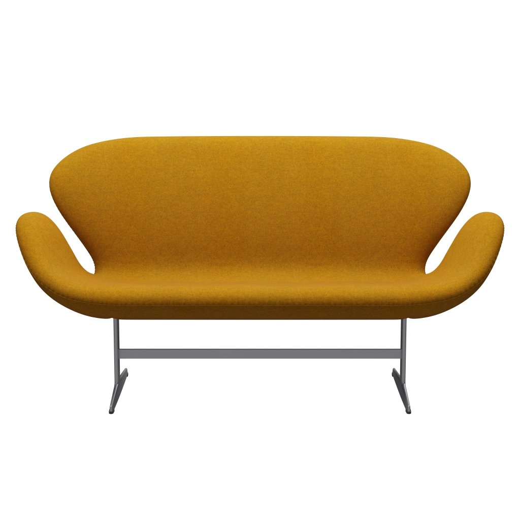 [product_category]-Fritz Hansen Swan Sofa 2 Seater, Silver Grey/Divina Melange Ochre Yellow-Fritz Hansen-3321-DIM457-SGBASE-FRI-1