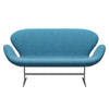 Fritz Hansen Swan™ Sofa 2 Seater, Silver Grey/Hallingdal White/Turquoise