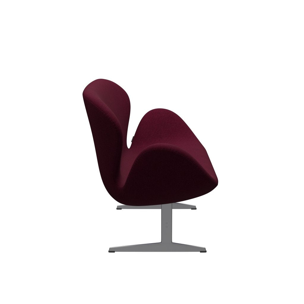 [product_category]-Fritz Hansen Swan Sofa 2 Seater, Silver Grey/Hallingdal Wine Red/Violet-Fritz Hansen-3321-HAL573-SGBASE-FRI-3