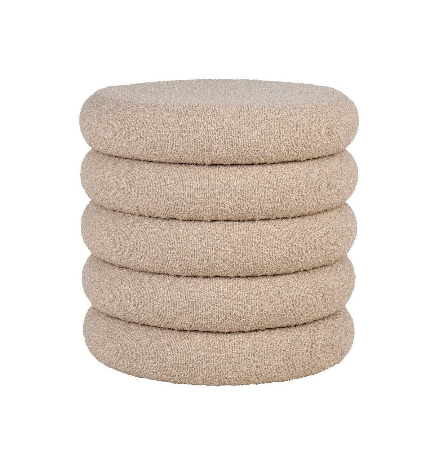 House Nordic Brooklyn Pouf With Storage, Bouclé, Beige, ø44x44 Cm, Hn1242