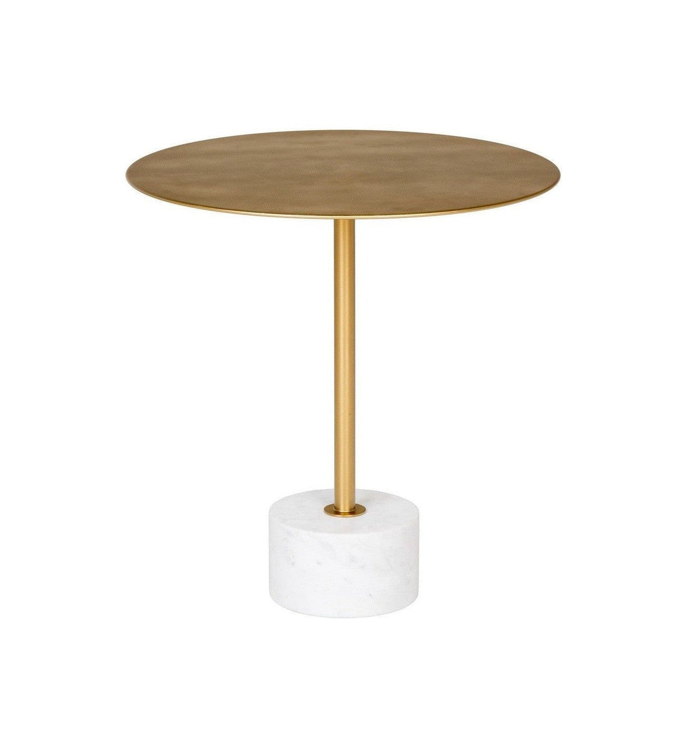 House Nordic Lecco Side Table, Brass And Marble, ø51x52 Cm