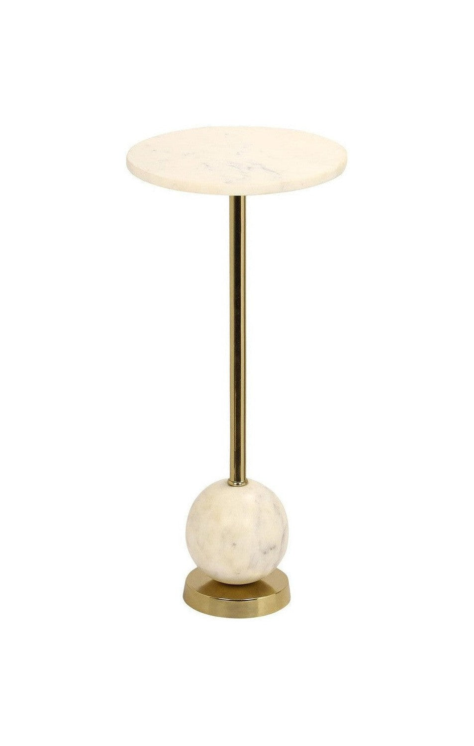 House Nordic Salo Side Table, Brass And Marble, ø25x54 Cm