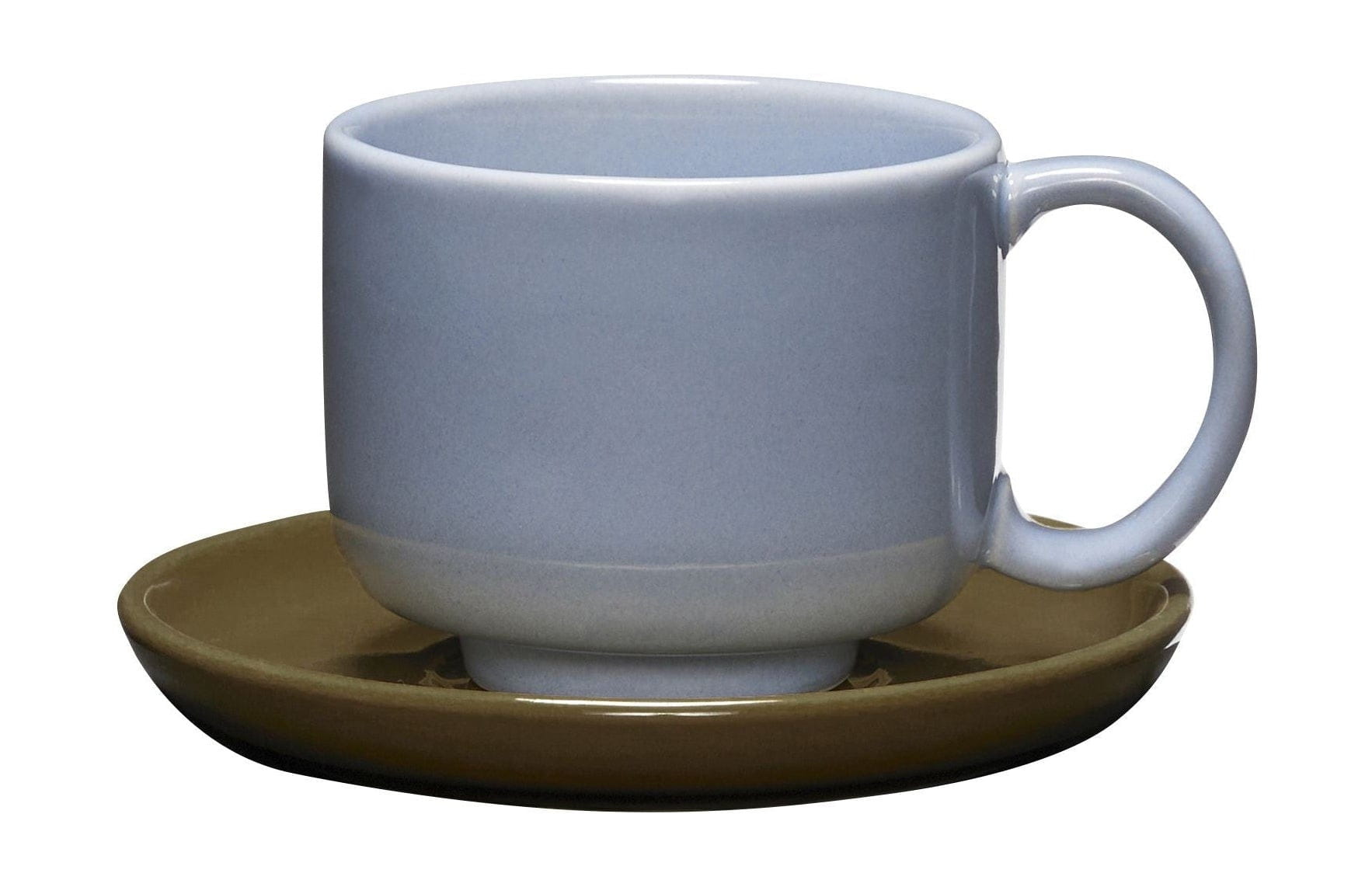 [product_category]-Hübsch Amare Mug & Saucer Set Of 2, Light Blue/Olive Green-Hübsch-5712772129449-211705-HUB-1