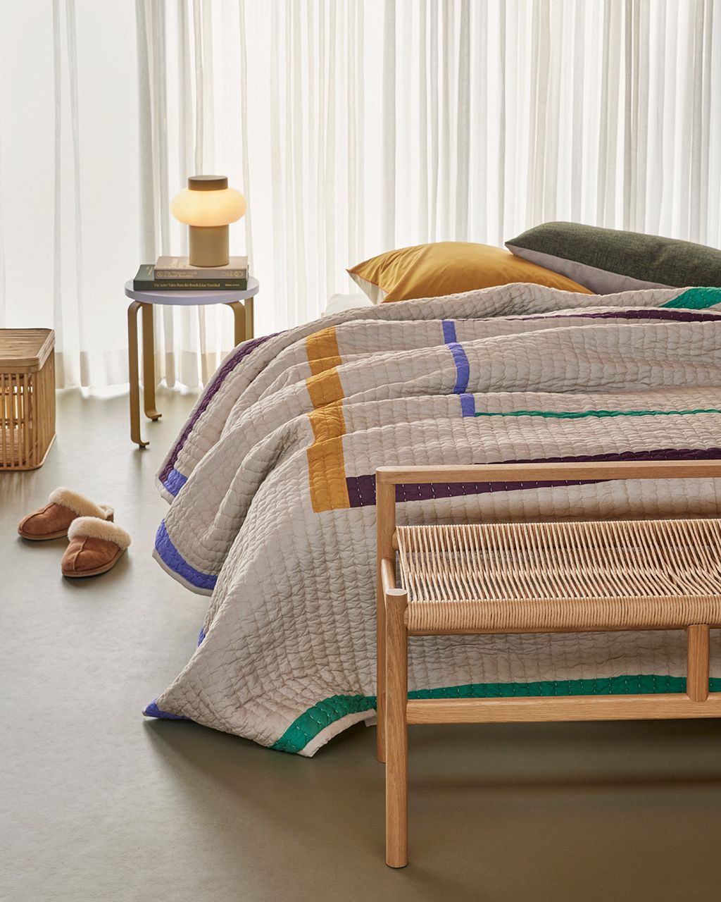 [product_category]-Hübsch Twist Bedspread 260x260 Cm, Multi Coloured/Sand Colours-Hübsch-5712772125960-701603-HUB-6