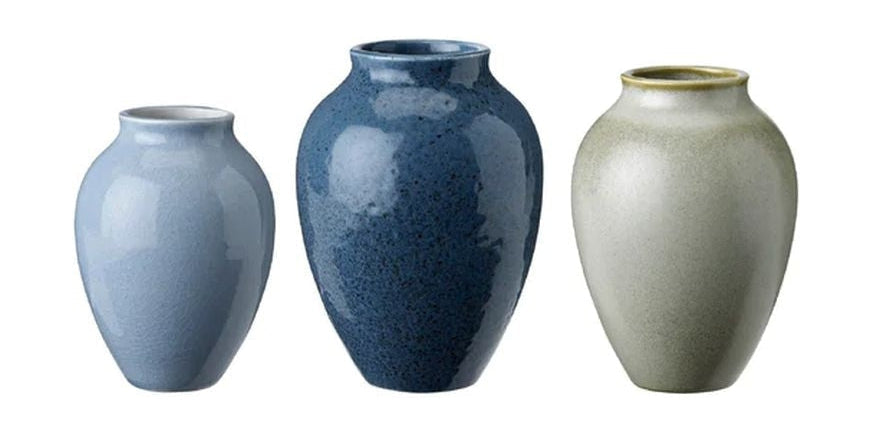 [product_category]-Knabstrup Keramik Vase Set Of 3 H 11/9,5/8 Cm, Dark Blue/Light Blue/Olive Green-Knabstrup Keramik-5713959010857-1085-KNA-1