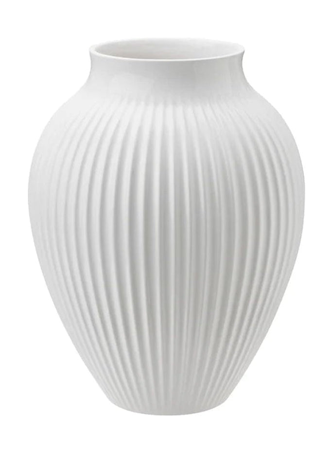 [product_category]-Knabstrup Keramik Vase With Grooves H 20 Cm, White-Knabstrup Keramik-5713959012356-1235-KNA-1