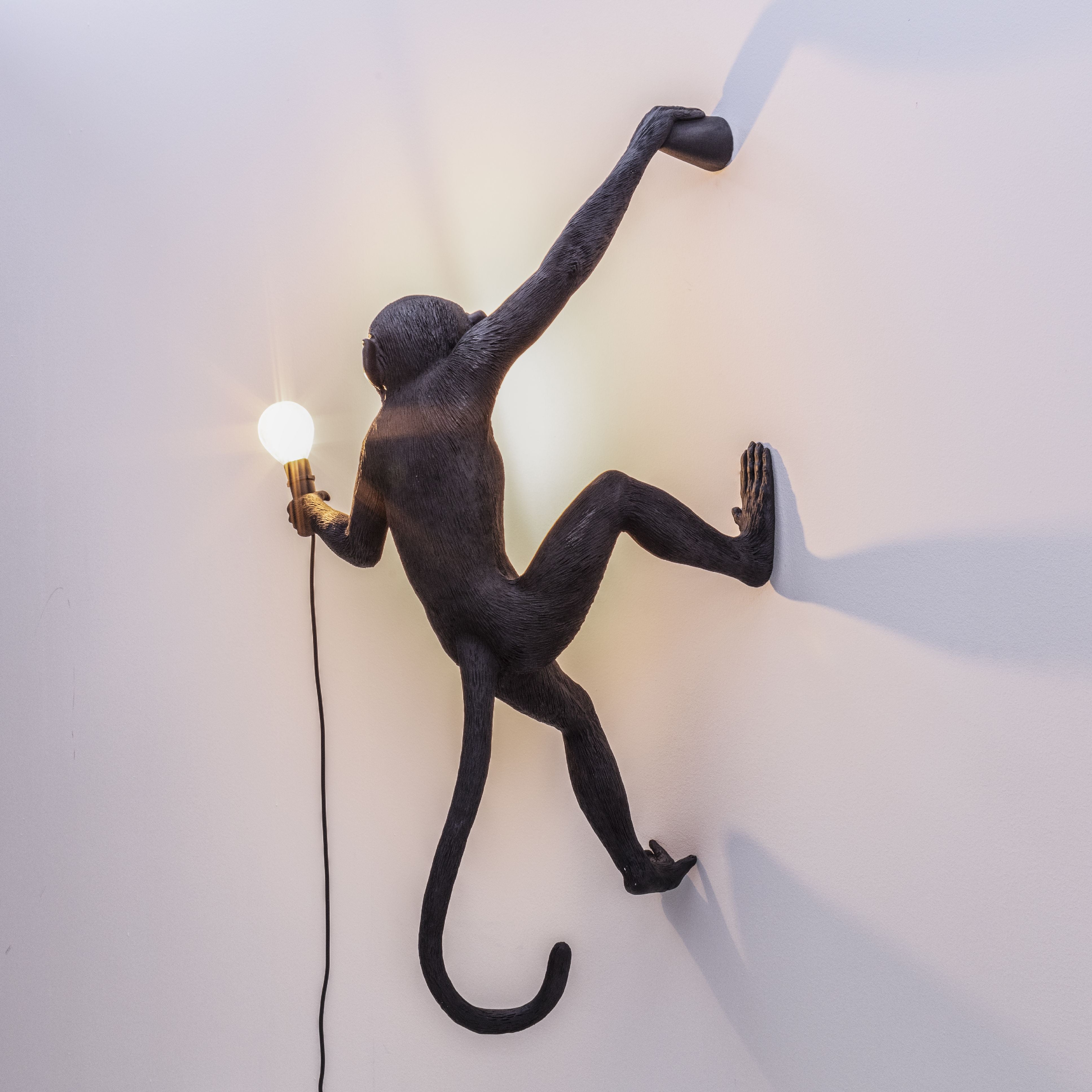 Seletti Monkey udendørs lampe sort, hængende højre hånd